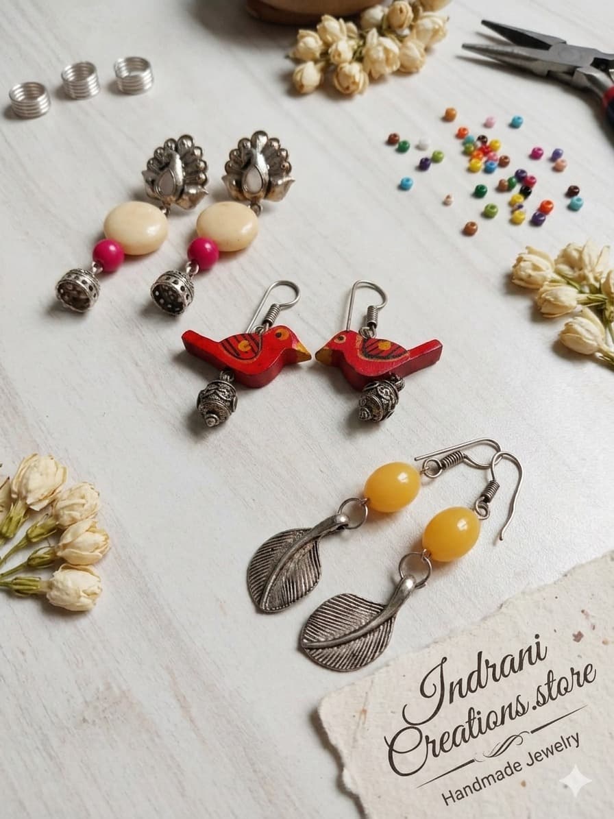Oxidized Floral Drop Earrings image 12