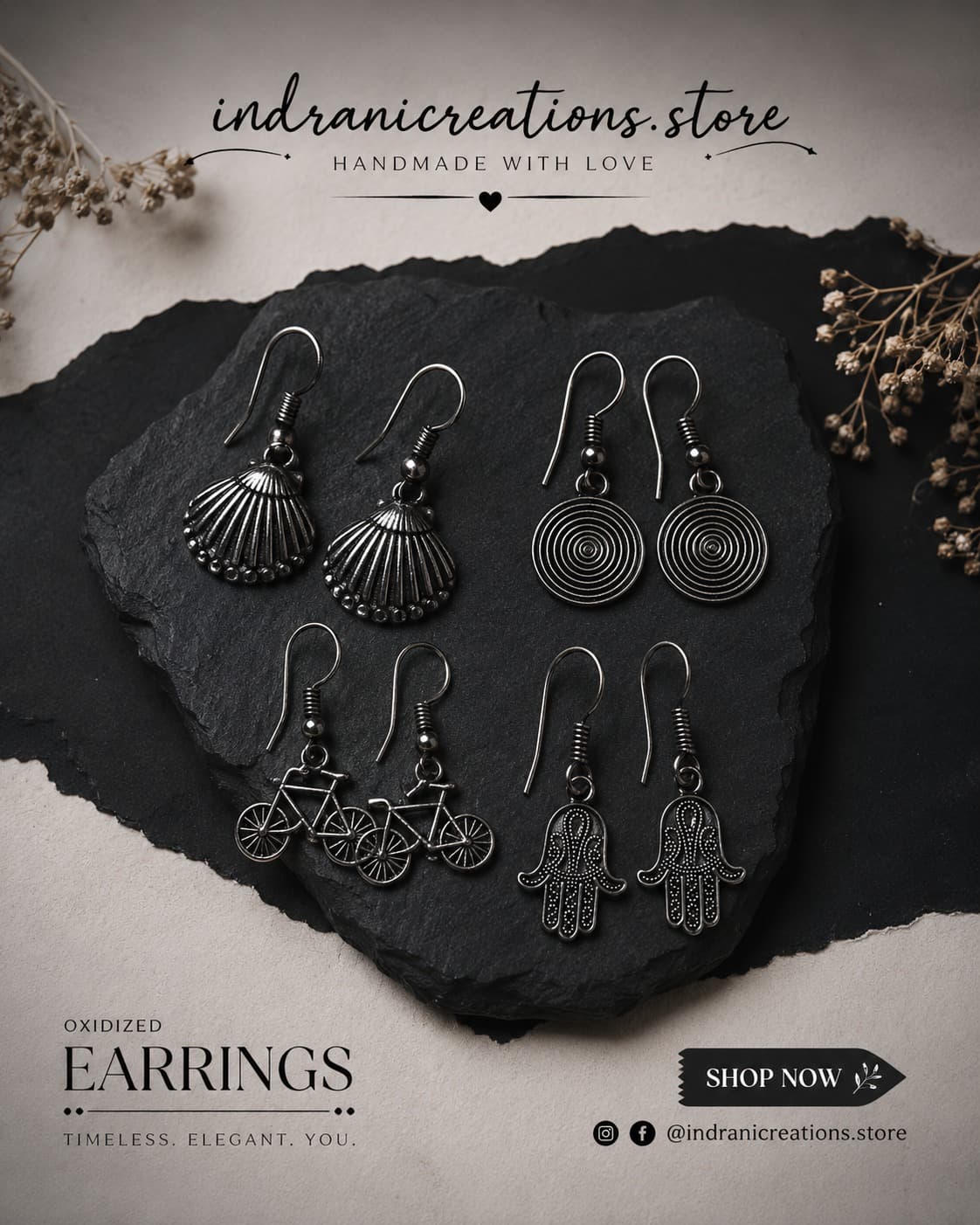 Oxidized Floral Drop Earrings image 6