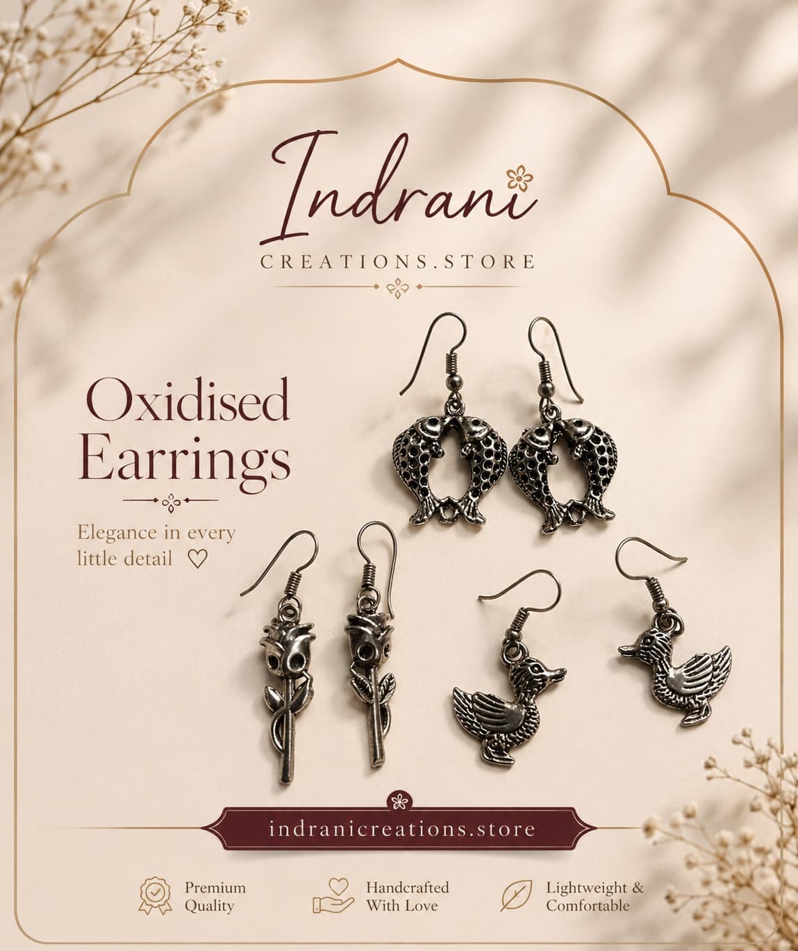 Oxidized Floral Drop Earrings image 11