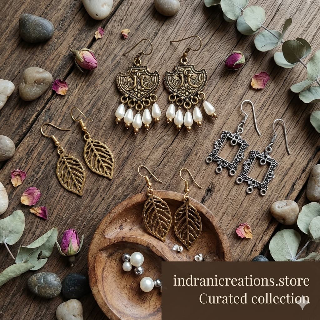 Oxidized Floral Drop Earrings image 2