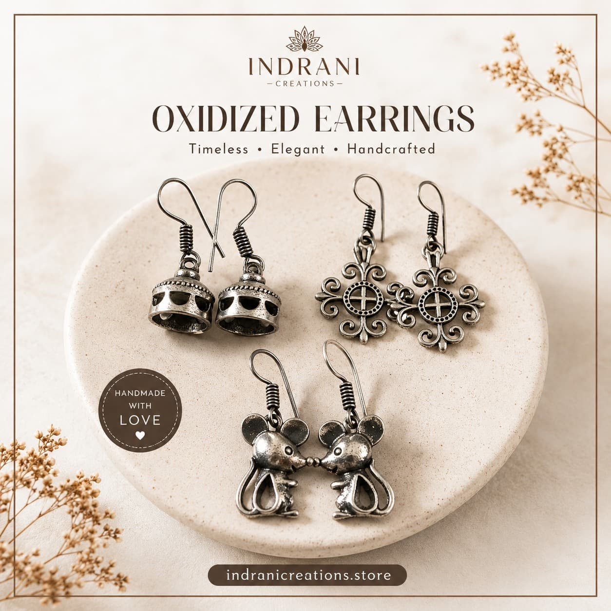 Oxidized Floral Drop Earrings image 5