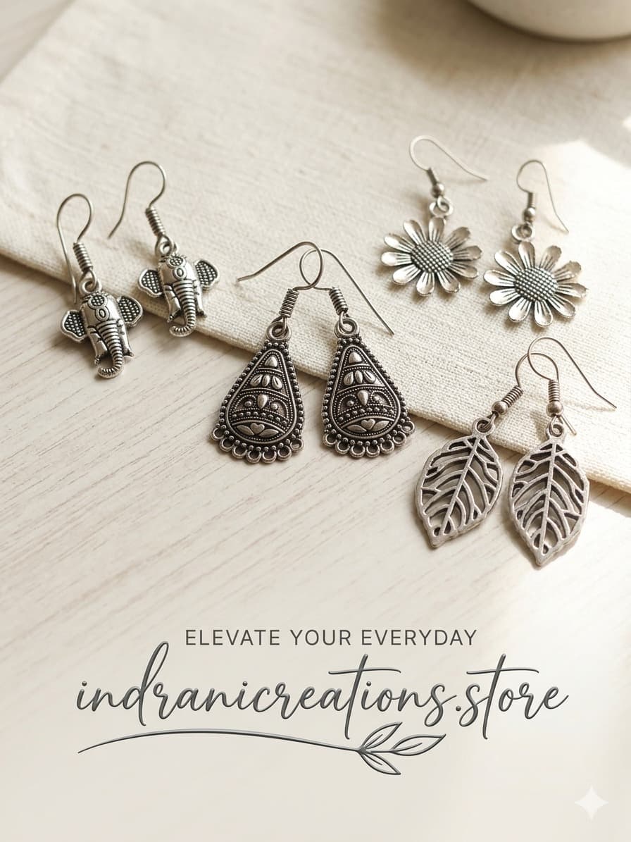 Oxidized Floral Drop Earrings image 10