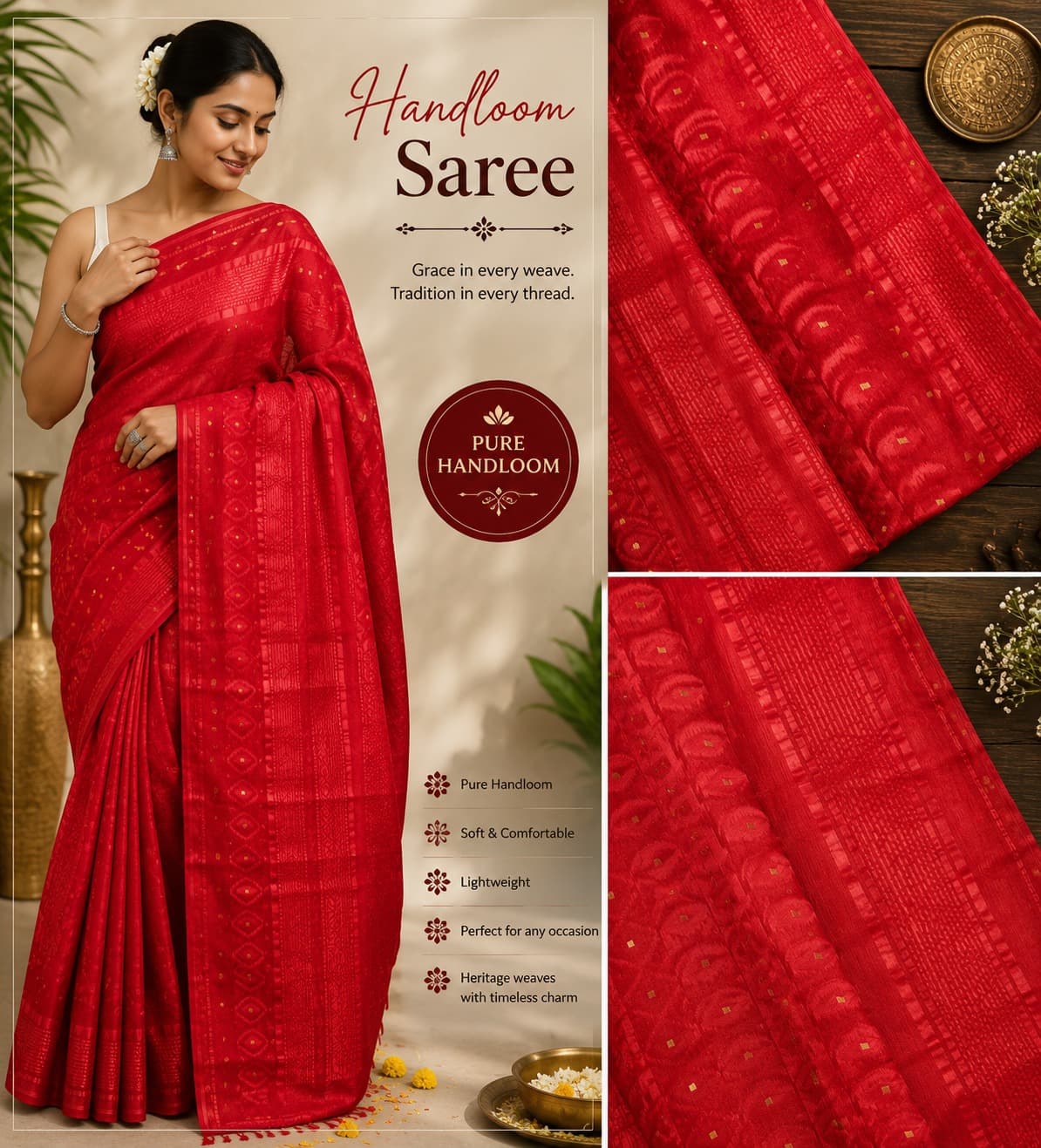 Traditional saree details from Indrani Creations